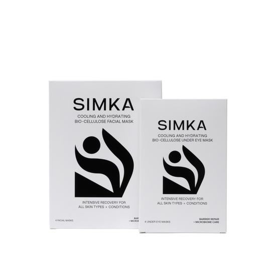 Two SIMKA facial mask packages on a white background