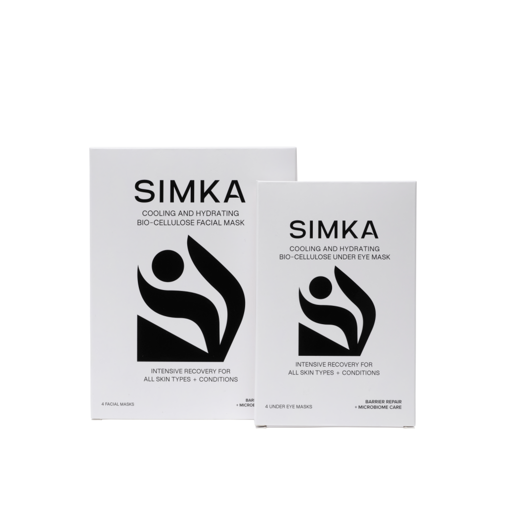 Two SIMKA facial mask packages on a white background