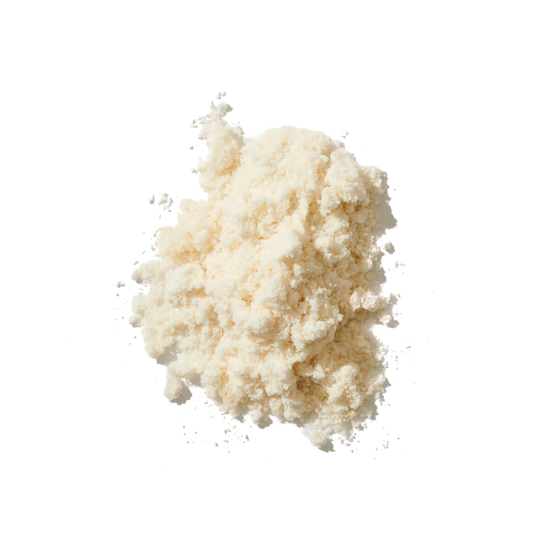 Clump of white powder on a white background