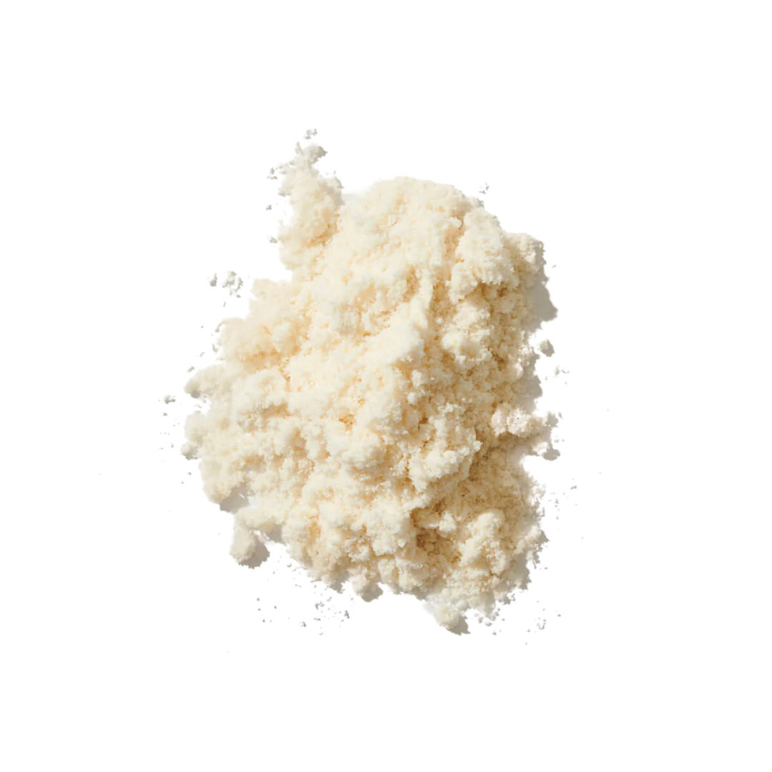 Clump of white powder on a white background