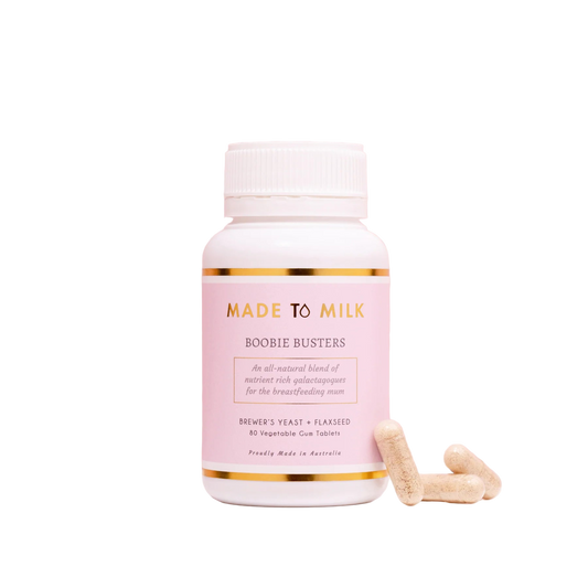 Bottle of 'Made to Milk' Boobie Busters on a transparent background