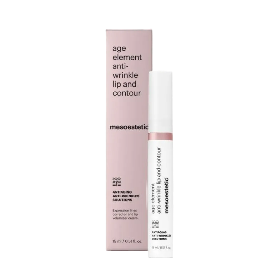 Mesoestetic age element anti-wrinkle lip and contour product on a white background