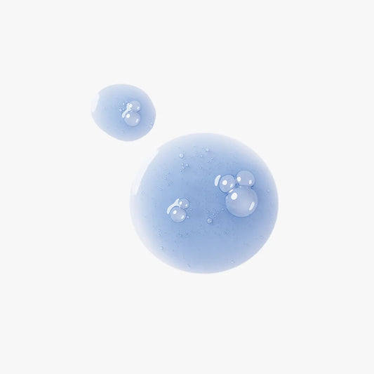 Two blue swatches of algizome on a white background