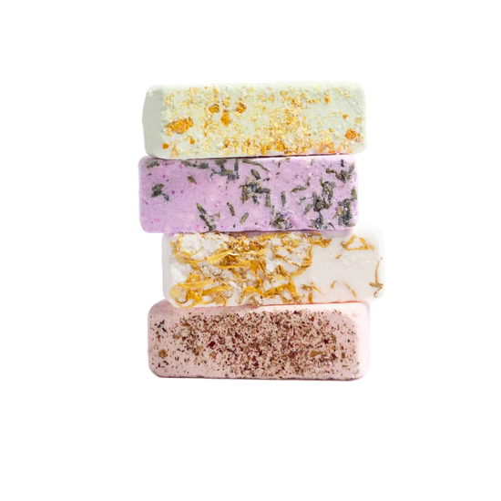 Stack of colorful Bath Bomb Bars on a transparent background