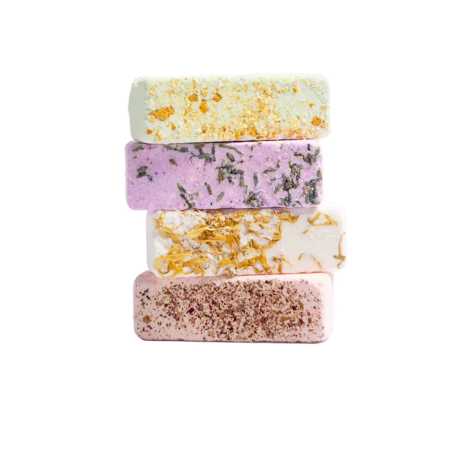 Stack of colorful Bath Bomb Bars on a transparent background