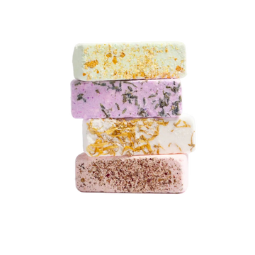 Stack of colorful Bath Bomb Bars on a transparent background