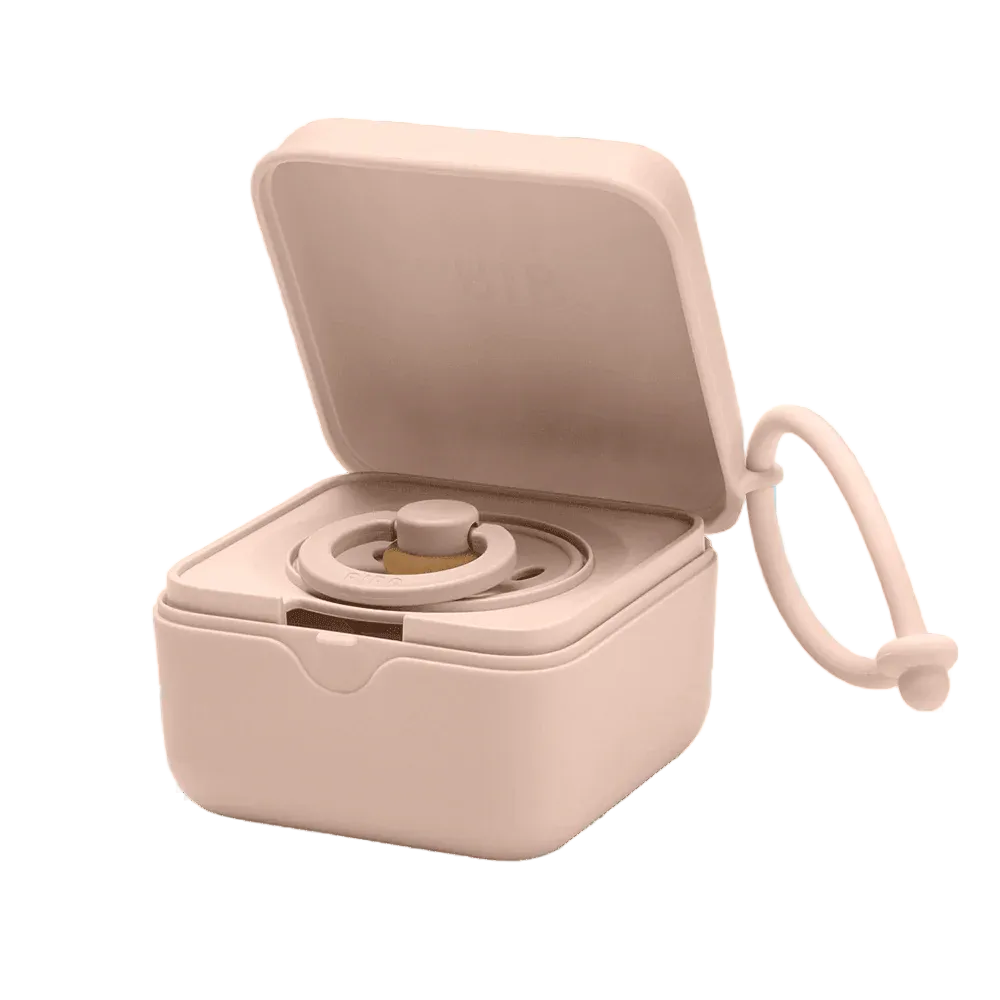 Baby blush dummy box soft strap with sage dummy in it.