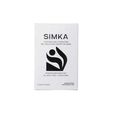 SIMKA cooling and hydrating bio-cellulose under eye mask packaging on a white background