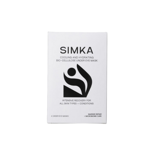 SIMKA cooling and hydrating bio-cellulose under eye mask packaging on a white background