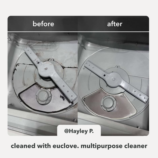 Before and after comparison of a mechanical part cleaned with euclove multipurpose cleaner.