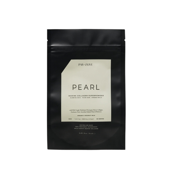 Black package with 'Pearl' text on a white background