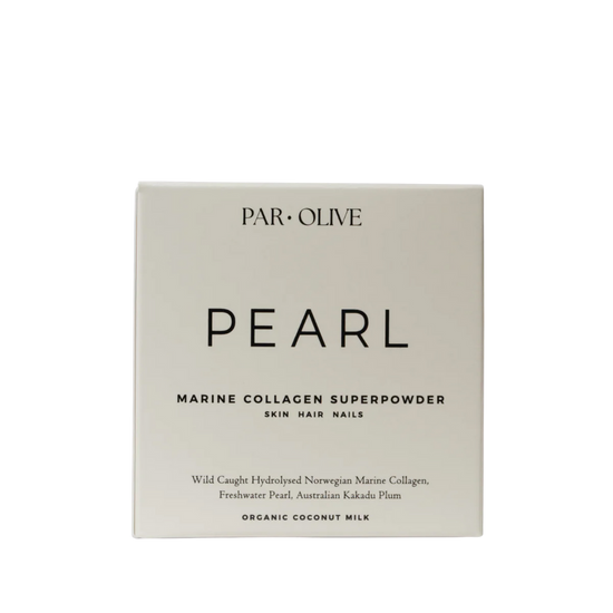 Box of PAR OLIVE Pearl Marine Collagen Superpowder on a white background