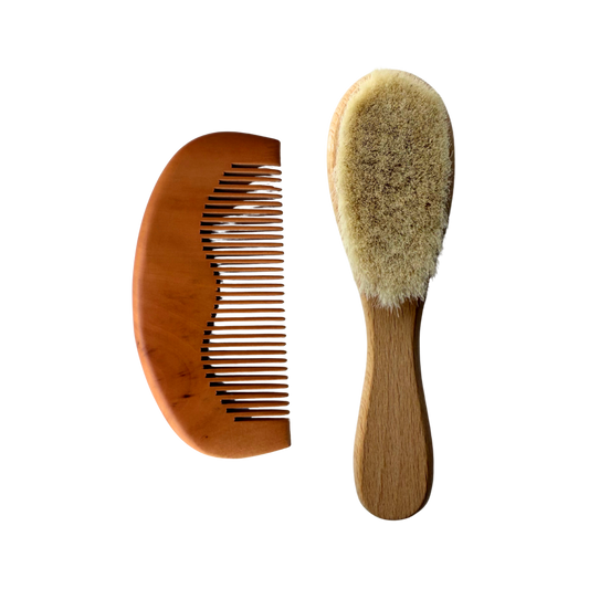 Wooden baby comb and brush 
