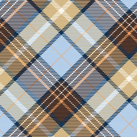 Country Plaid pattern with blue, brown, and beige colors