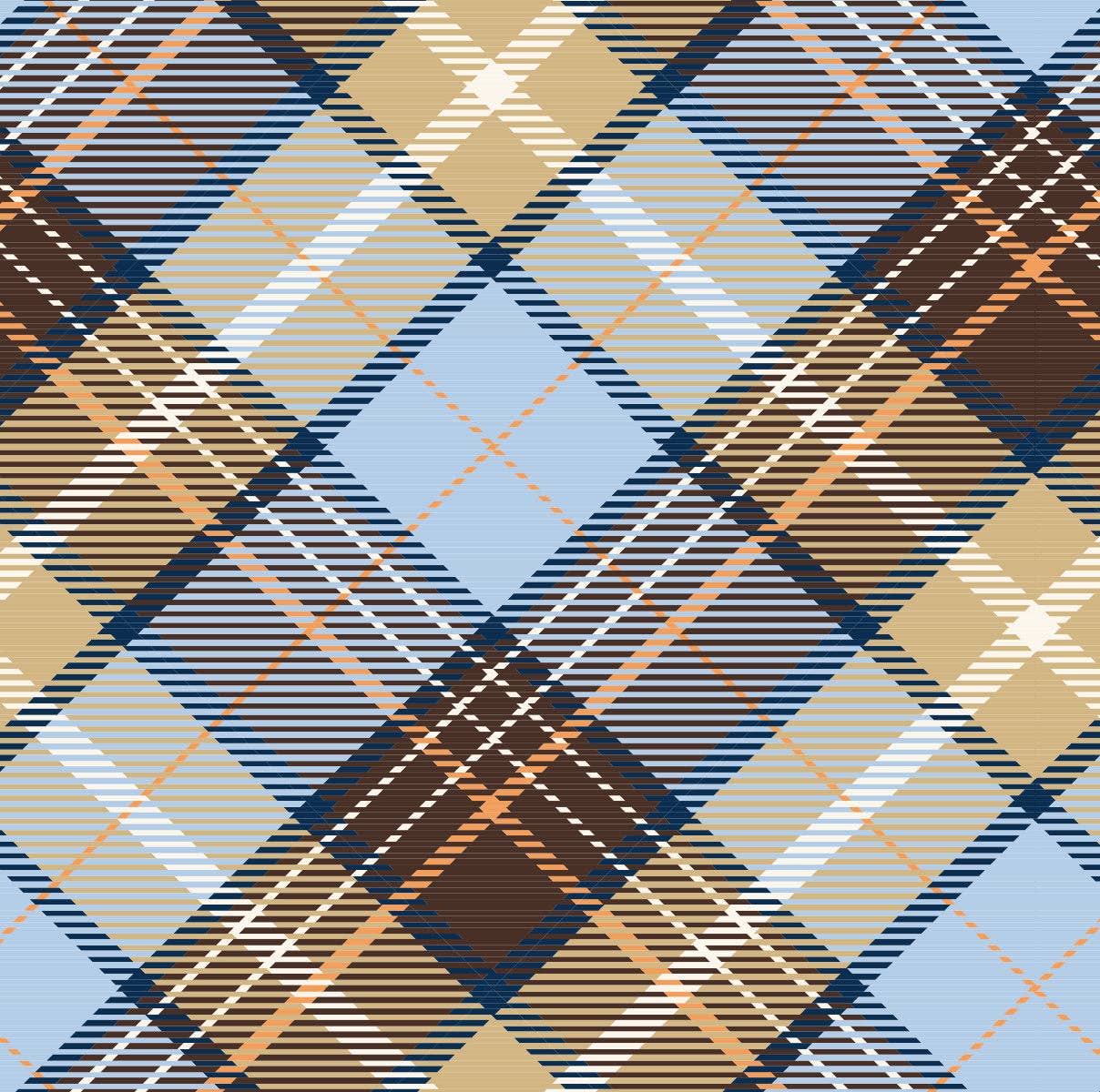 Country Plaid pattern with blue, brown, and beige colors