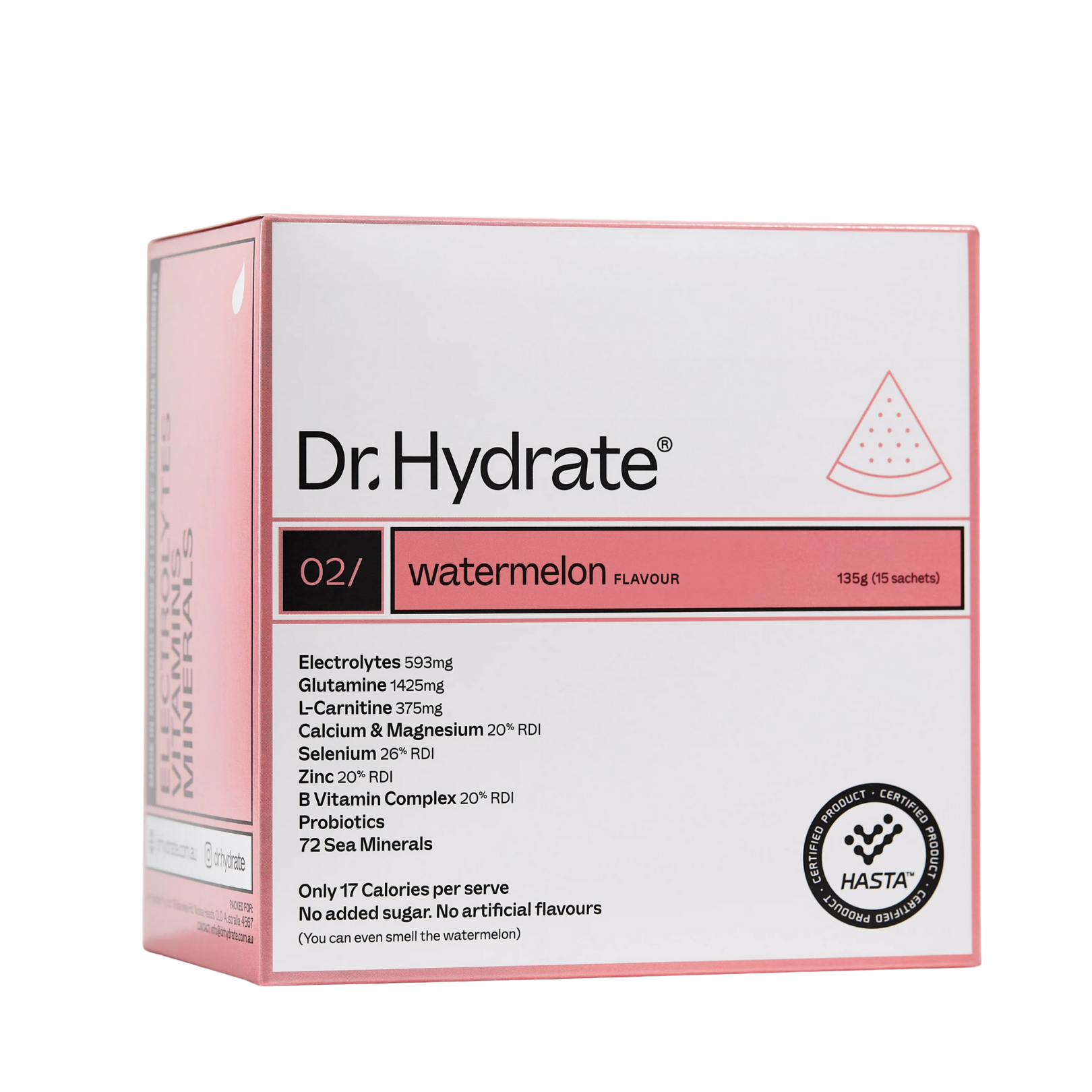 Box of Dr. Hydrate watermelon flavour supplement 15 sachets