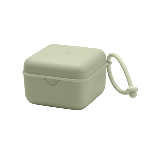 Light green rectangular container with a soft handle 