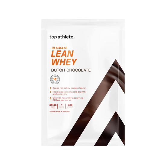 Package of top athlete Ultimate Lean Whey Dutch Chocolate sample pack
