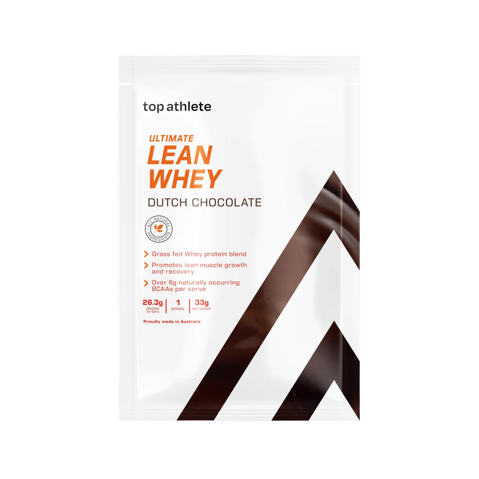 Package of top athlete Ultimate Lean Whey Dutch Chocolate sample pack