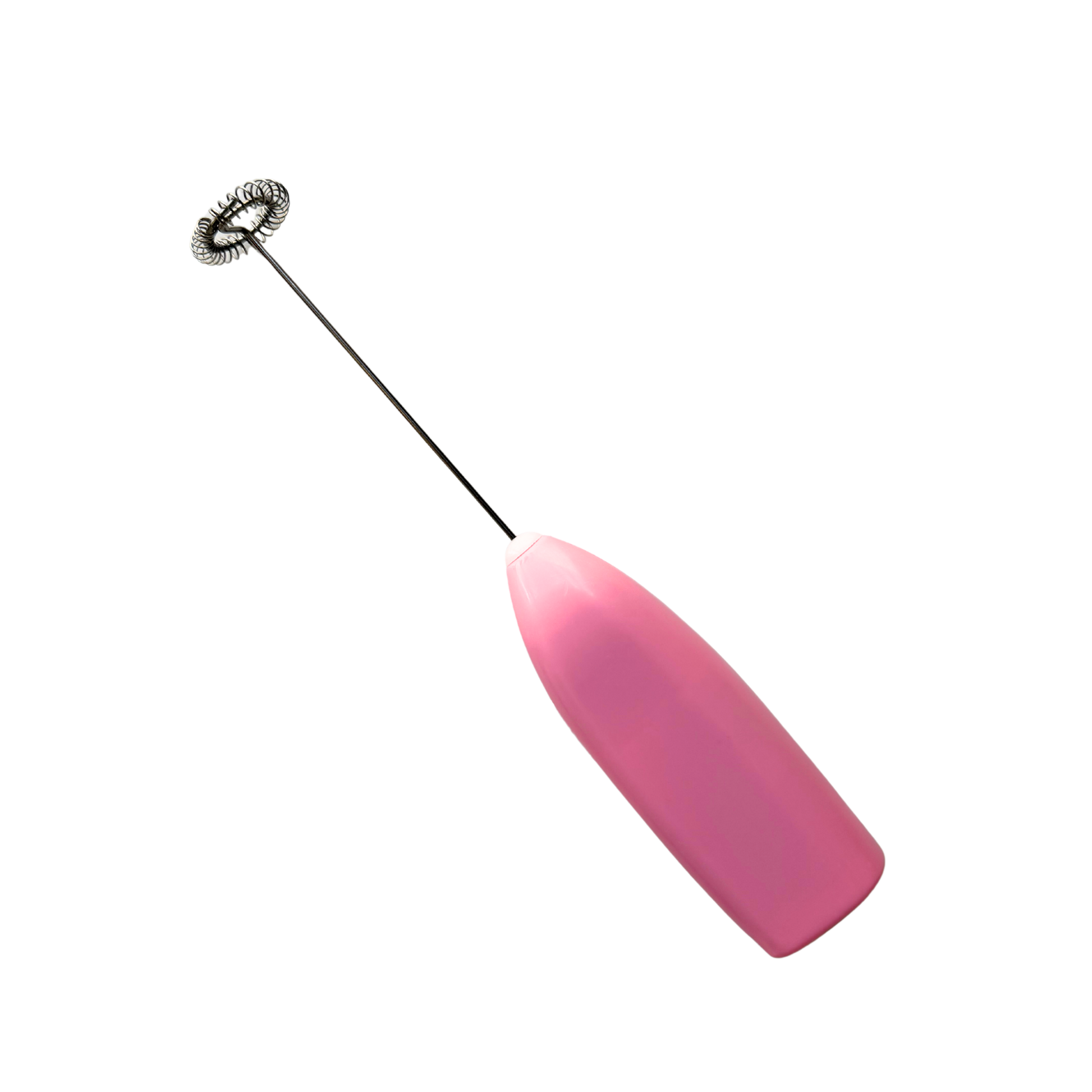 Pink and silver electric whisk with button
