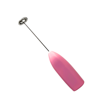 Pink and silver electric whisk with button