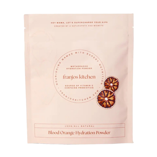 Franjos Kitchen blood orange hydration powder package on a white background