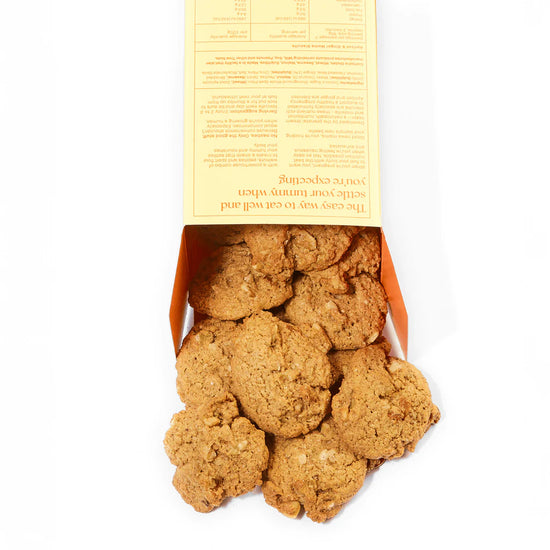 Open box of franjos kitchen bump biscuits.
