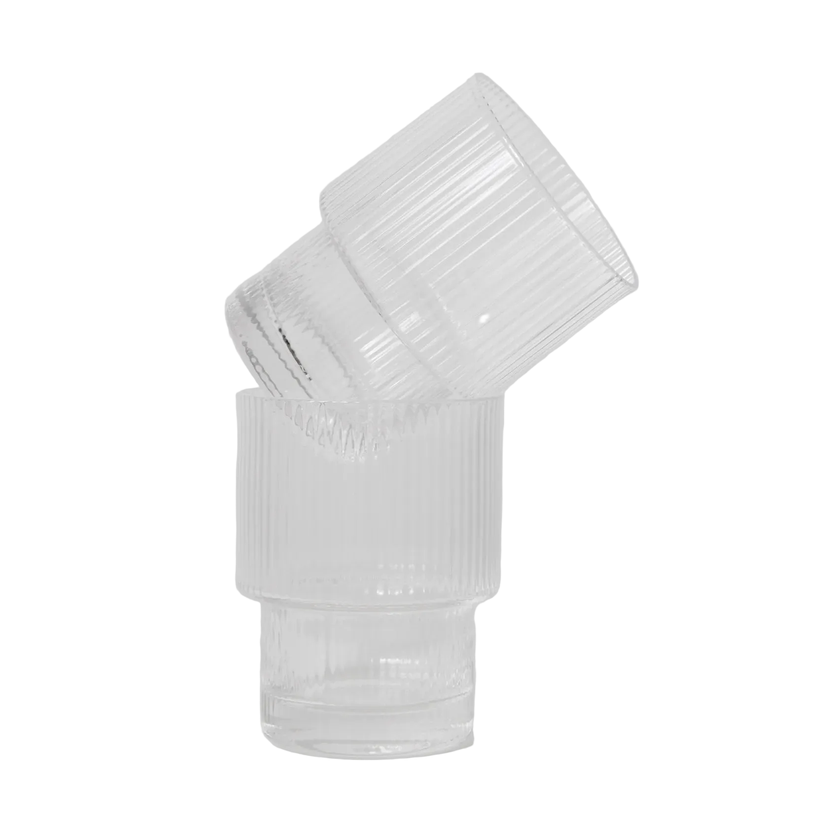 Clear glass tumbler with ribbed