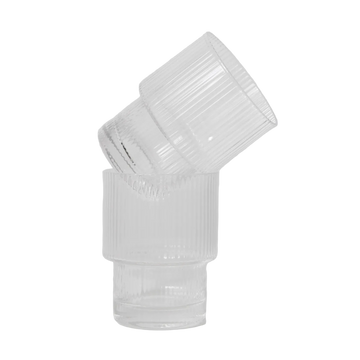 Clear glass tumbler with ribbed
