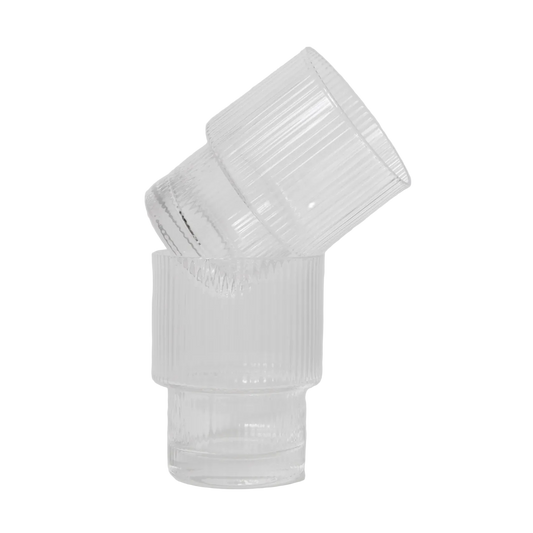 Clear glass tumbler with ribbed