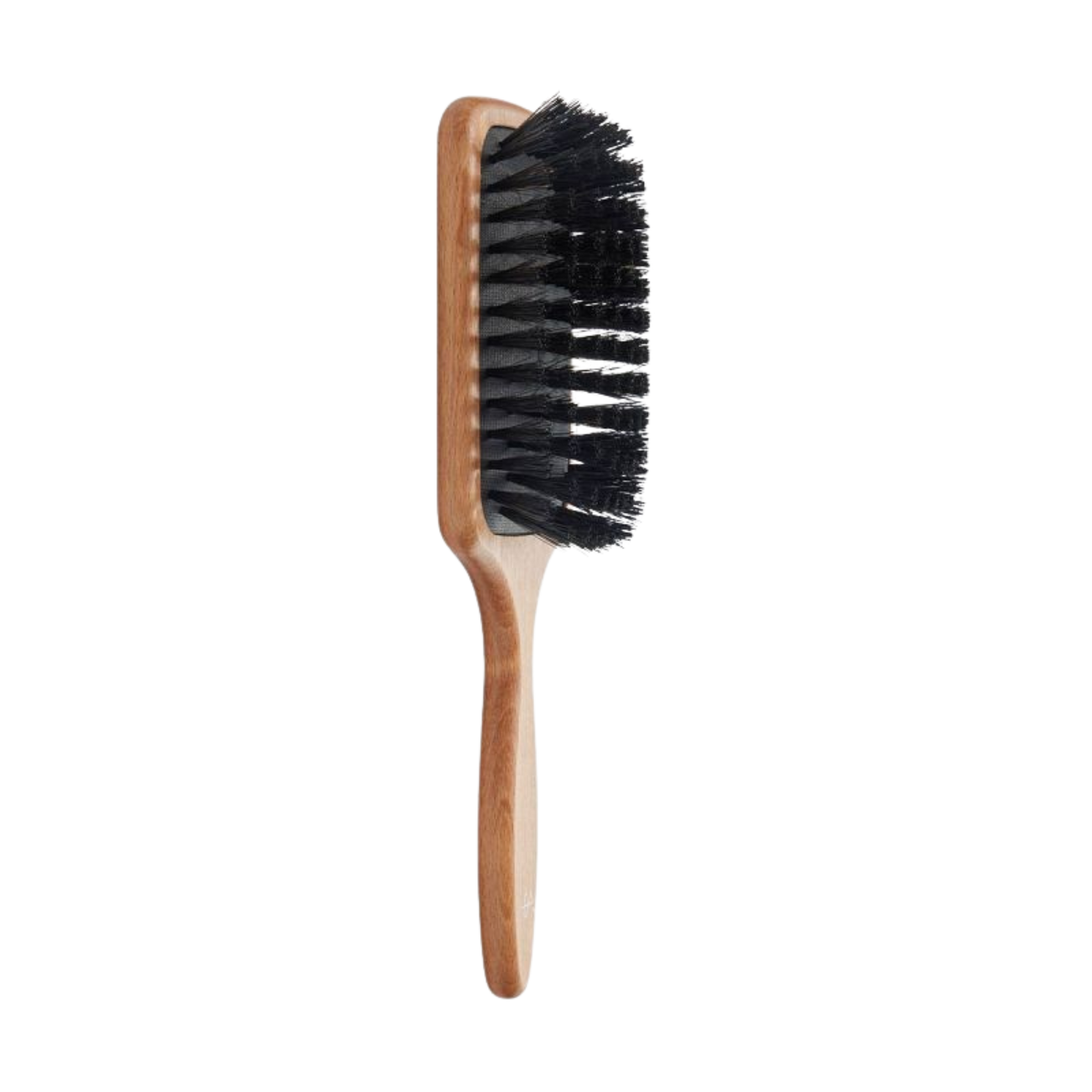 Hairbrush with wooden handle and black boar bristles