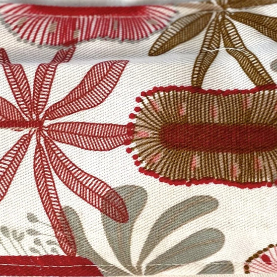 Lavender eye pillow rectangle Fabric with red, green and brown floral pattern