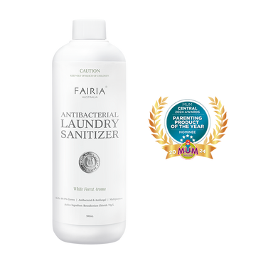 Fairia Antibacterial Laundry Sanitizer white bottle white forest aroma with mum central award 2024