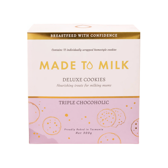 Box of Made to Milk Deluxe triple chocoholic Cookies