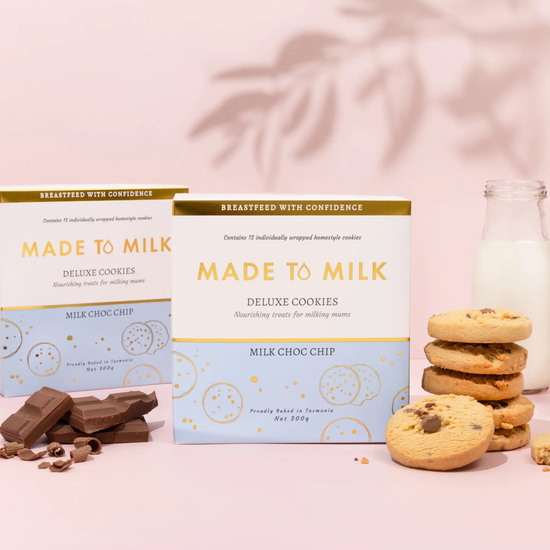 Made to Milk cookie boxes with cookies and chocolate bars