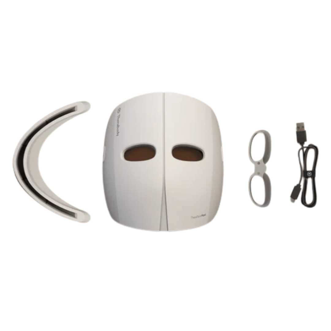 White electronic device with a cable and strap on a white background