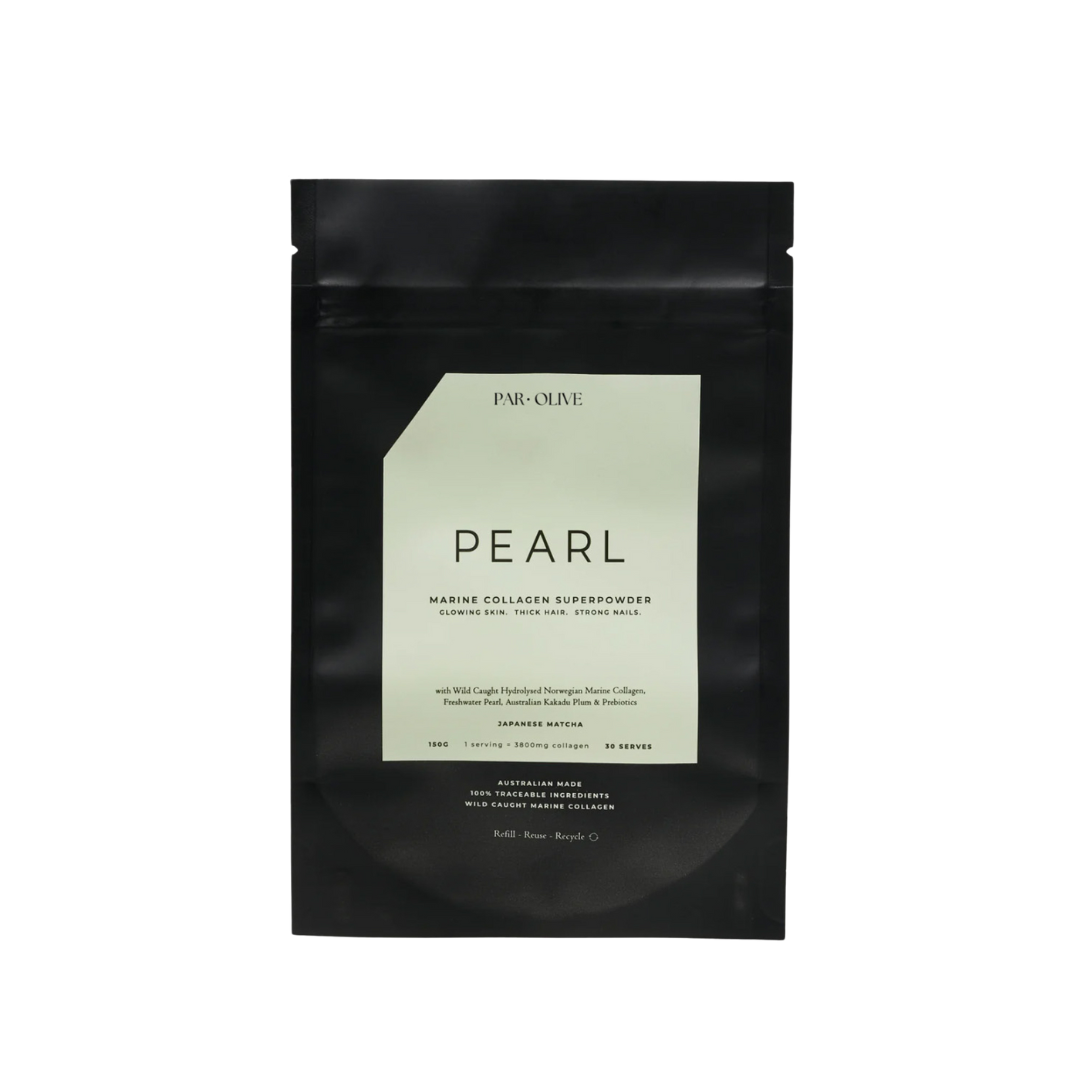 Black packaging with a light green label on a white background