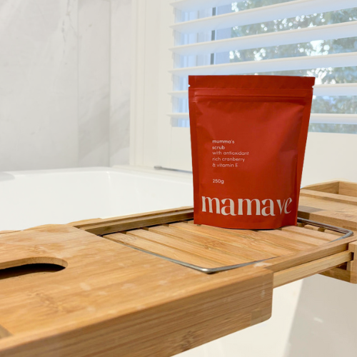 Mamave Scrub on wooden plank over a bath near a window