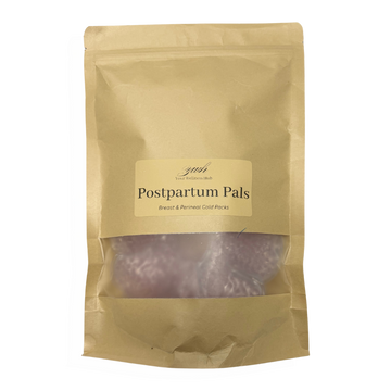 postpartum pals brown bag on a white background