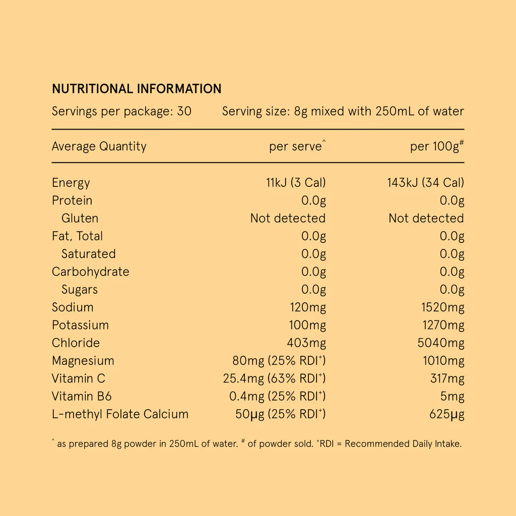 passionfruit and orange hydramama nutritional information