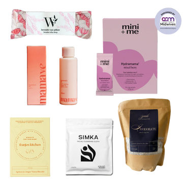 Collection of baby care products with visible branding 