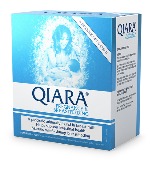Qiara pregnancy and breastfeeding supplement packaging on a white background