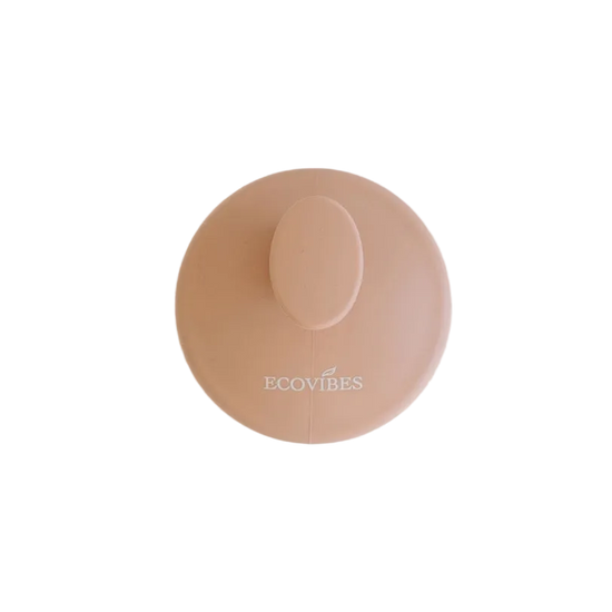 Beige lid with 'ECOVIBES' branding on a light gray background