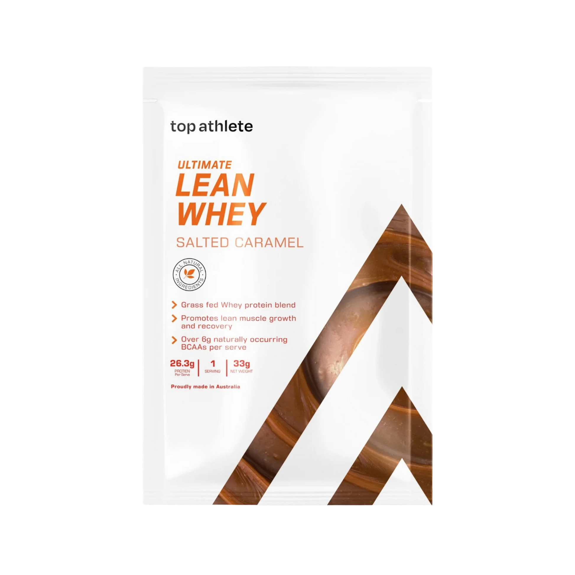 Package of top athlete Ultimate Lean Whey Salted Caramel flavor sample pack
