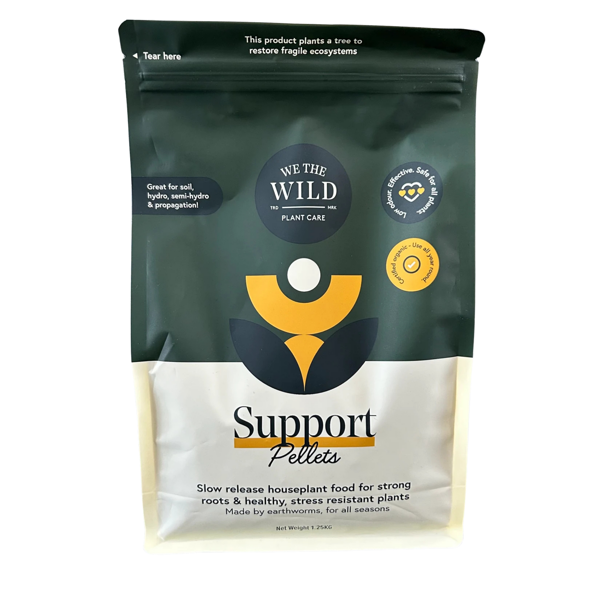 Support Pellets we the wild packaging with branding and product details