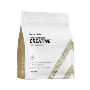 A stand-up pouch of top athlete Pure Micronised Creatine Unflavoured, 100g.