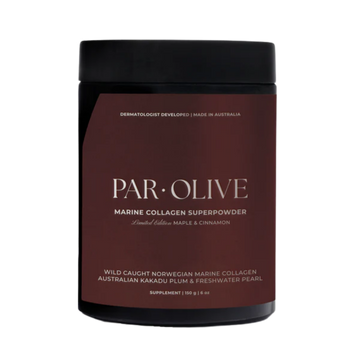 Jar of PAR OLIVE Marine Collagen Superpowder maple & cinnamon