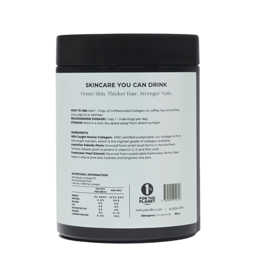 Back label of a supplement container with text and branding on a white background