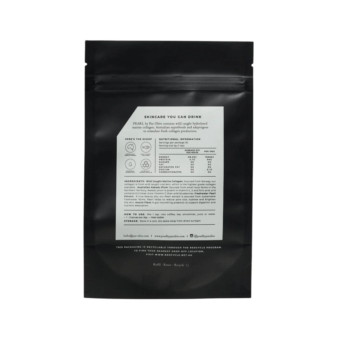 Black packaging with a white label containing text and icons on a white background