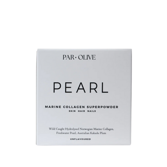 Par Olive Pearl marine collagen superpowder packaging on a white background